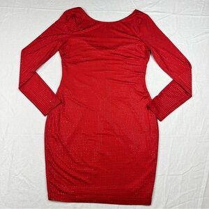 bebe Sparkling Red Long Sleeve Dress